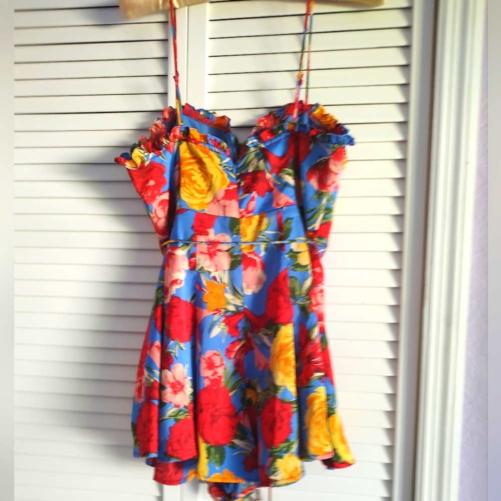 Luxxel Floral Romper Ruffle Ntrim